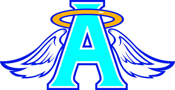 Angels symbol mascot sports decal. Letter A with halo and wings!  